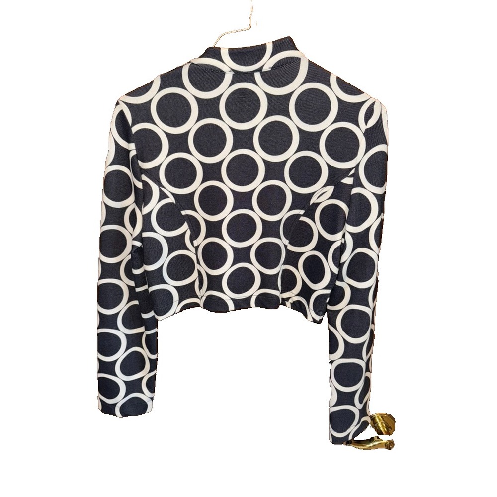 Sao Paulo Womens Jacket Size 6 blue white circle Cropped Button Fitted Tailored - Picture 5 of 5